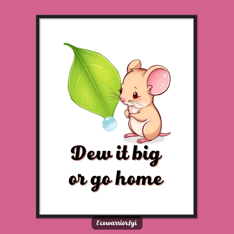 Funny Free Printable Wall Art: Curious Mouse Dewdrop Downloadable Art for Whimsical Decor