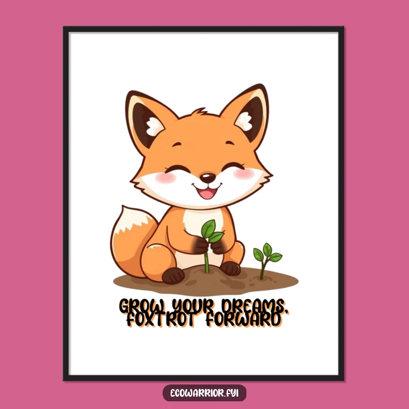 Free Printable Wall Art: Fox Planting Seed Funny Downloadable Decor Gift