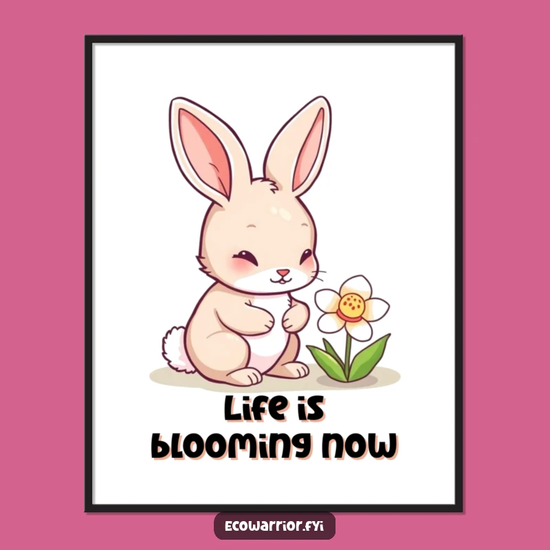 Charming Free Printable Wall Art - Curious Rabbit Floral Scene