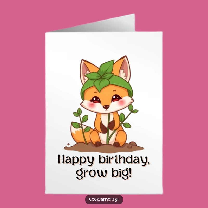 Free Printable Birthday Card: Fox Gardener Humor Downloadable for Growth
