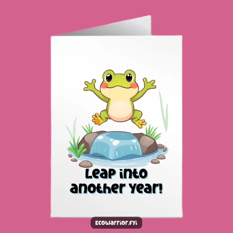 Free Printable Birthday Card: Funny Frog Jumping Joyfully - Instant Download Gift