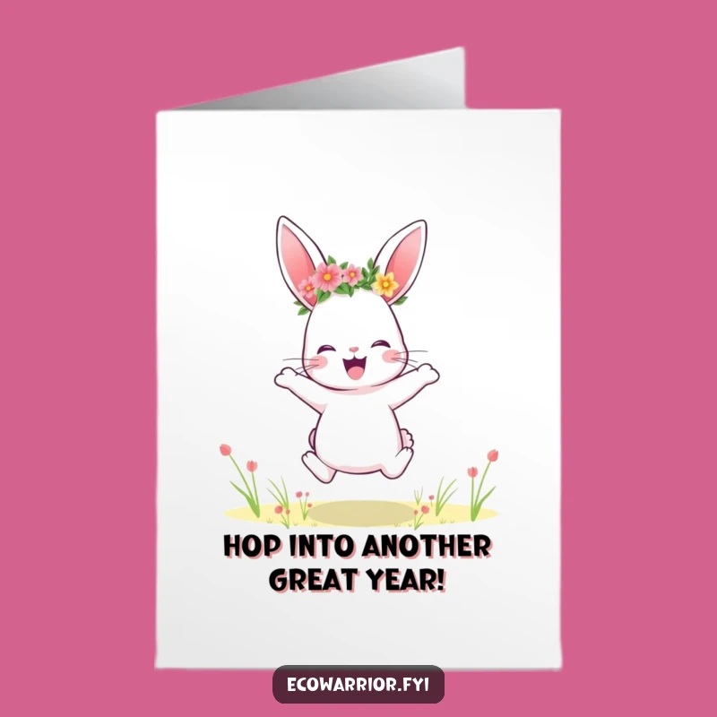 Free Printable Birthday Card: Joyful Rabbit's Spring Celebration - Downloadable Fun Gift