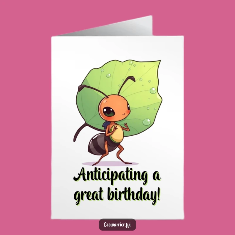 Free Printable Birthday Card: Mighty Ant Carries Birthday Wishes Like a Shield!