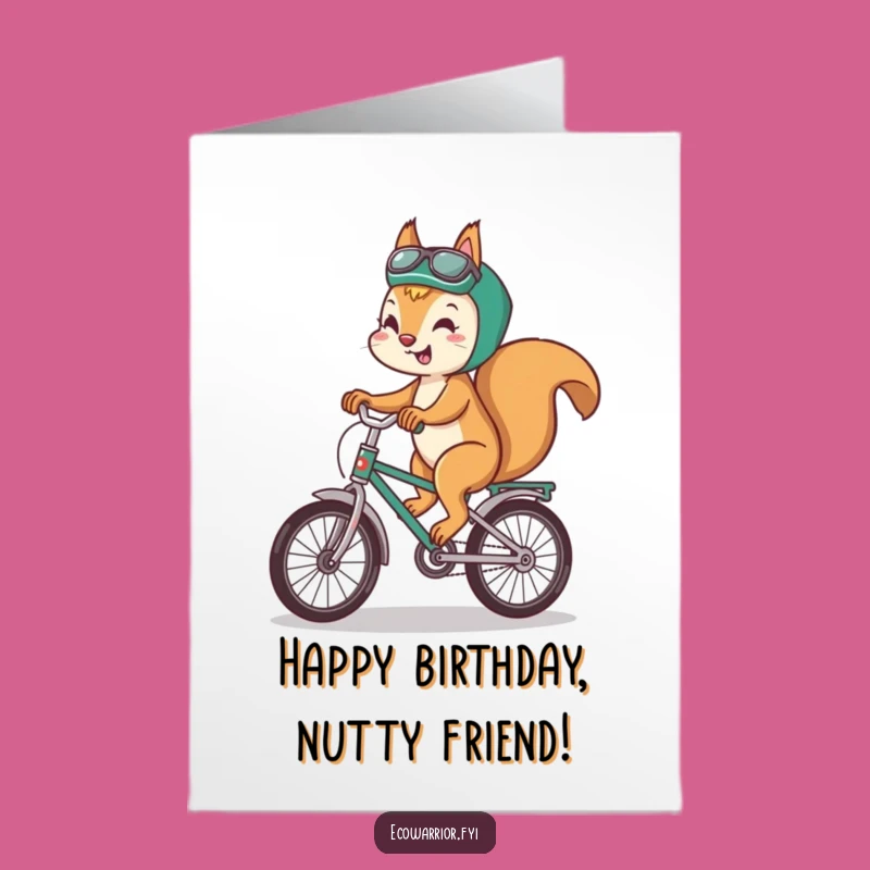 Free Printable Birthday Card: Squirrel Recycles Bike, Fun Downloadable Gift for Riders