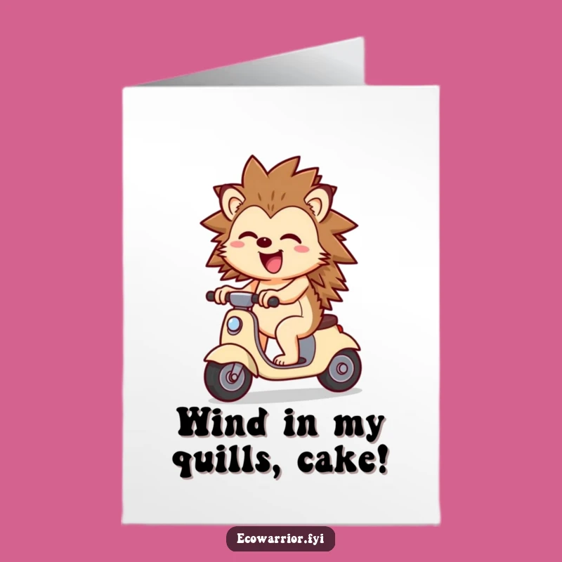 Free Printable Hedgehog Birthday Card: Joyful Rider for a Breezy Celebration