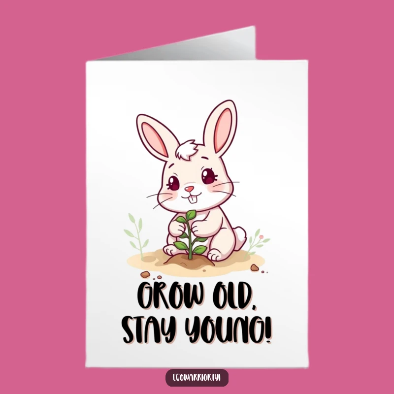 Free Printable Birthday Card: Funny Rabbit Gardener Planted Fun Downloadable Gift