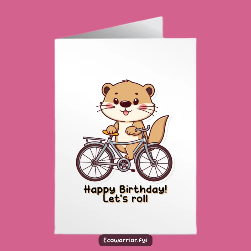 Free Printable Birthday Card: Playful Otter Cyclist, Hilarious Downloadable Gift for a Fun Celebration