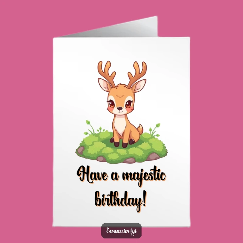 Free Printable Birthday Card: Steadfast Deer Guardian - Elegant Nature Theme