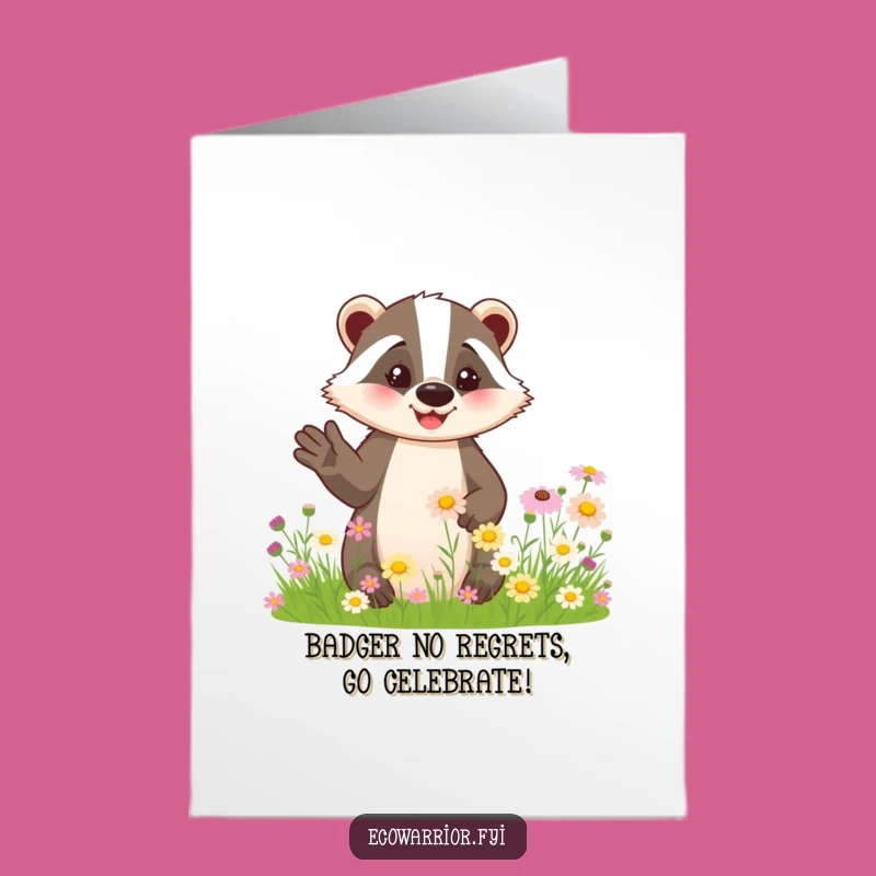 Free Printable Congrats Card: Badger Cheers to Your Blooming Success Story!