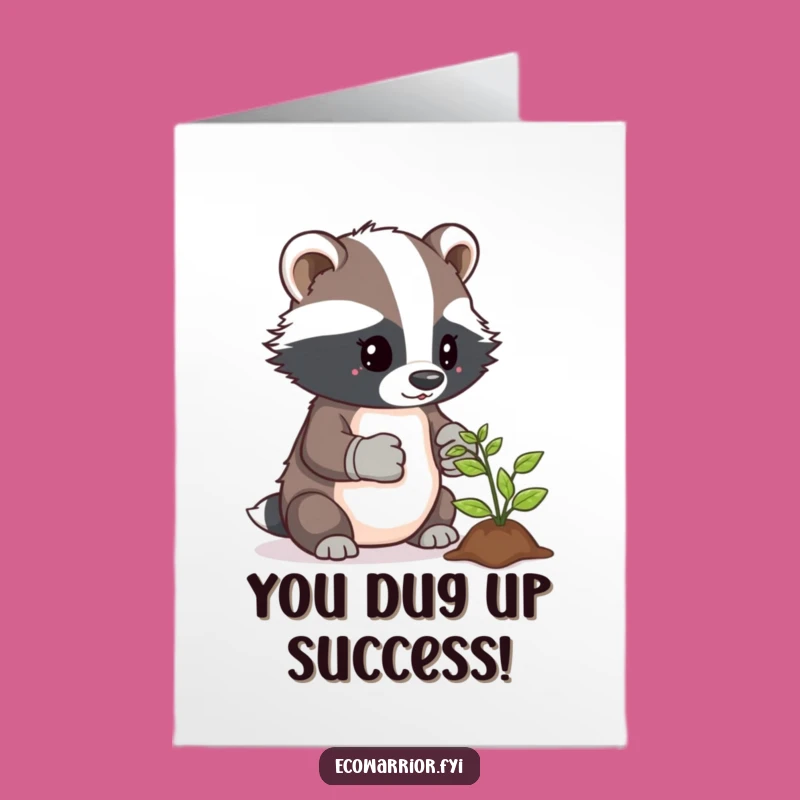 Free Printable Congrats Card: Badger Gardener's Success, Downloadable Green Thumb Gift