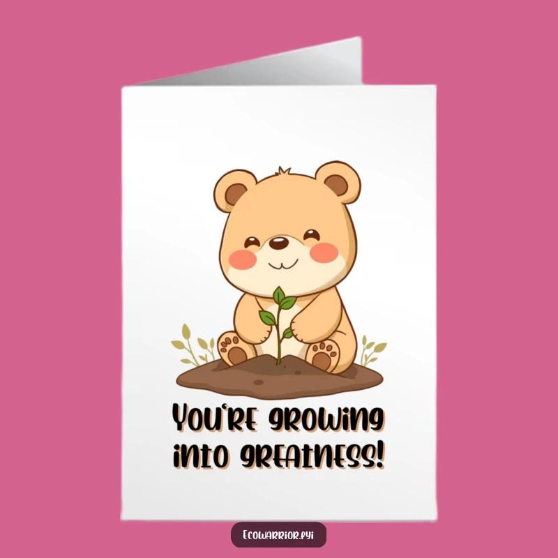 Free Printable Congrats Card: Bear Planting Success, Joyful Downloadable