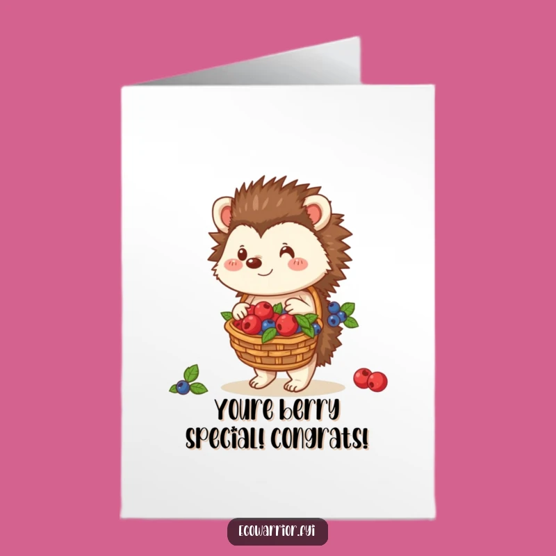 Free Printable Congrats Card: Kind Hedgehog Berries - Heartwarming Downloadable Gift!