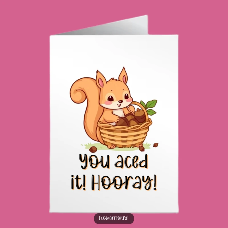 Free Printable Congrats Card: Playful Squirrel Acorns Funny Downloadable Achievement Gift