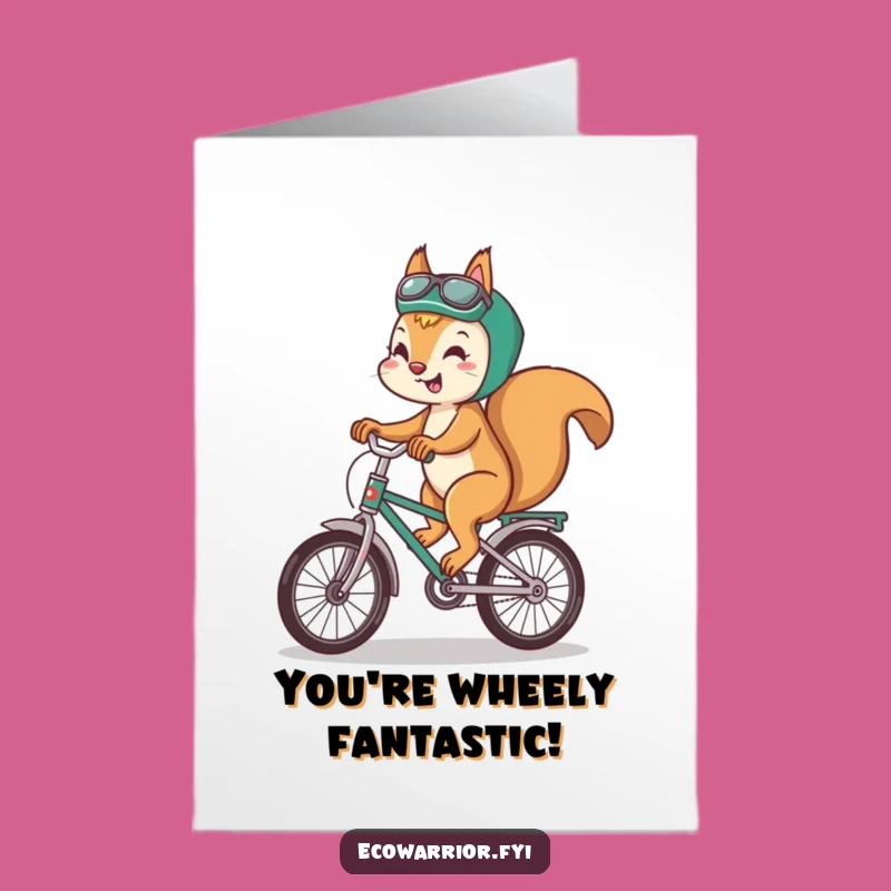 Free Printable Congrats Card: Squirrel Recycles Bike, Eco-Smart Downloadable Gift