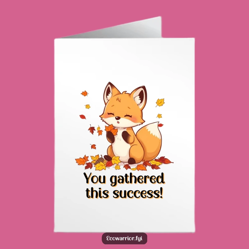 Free Printable Fox Congratulations Card: Funny Leaf Collector Downloadable Gift for Him