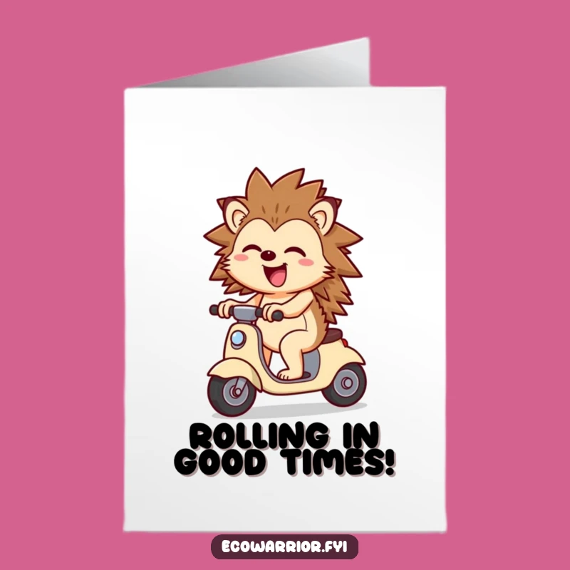 Free Printable Hedgehog Congrats Card: Joyful Rider for Windfall Success