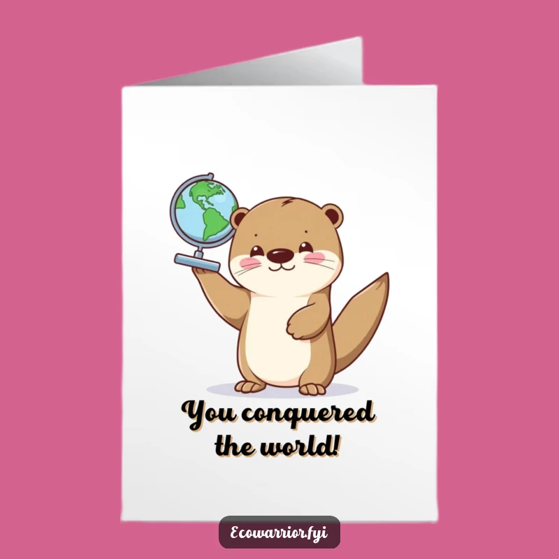 Free Printable Otter Congratulations Card: Funny Globe Holder, Perfect Downloadable Gift