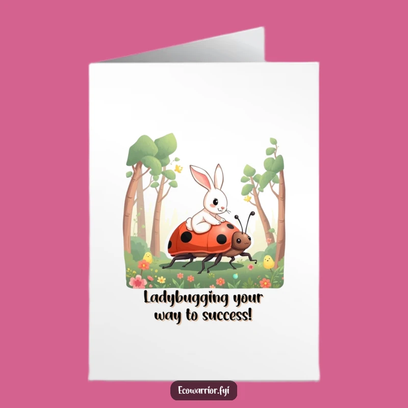 Free Printable Congrats Card: Rabbit Ladybug Journey Downloadable Success