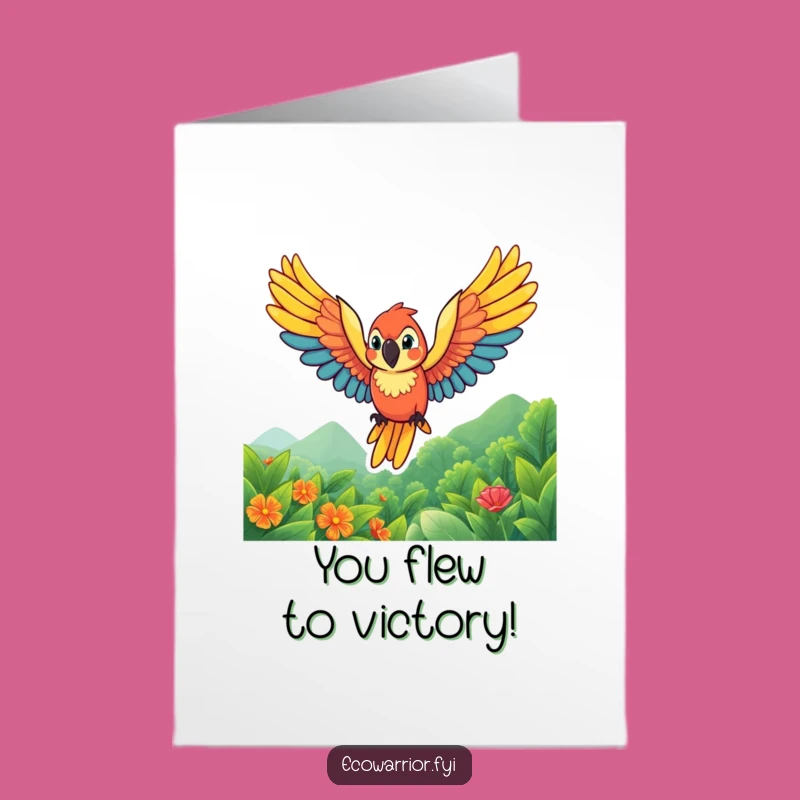 Free Printable Congrats Card: Flying Parrot, Funny Achievement Downloadable Greeting for High Flyers