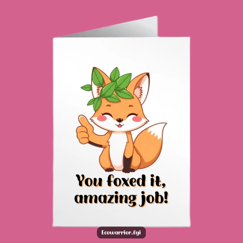 Free Printable Fox Congrats Card: Funny Thumbs Up Downloadable Gift for Success