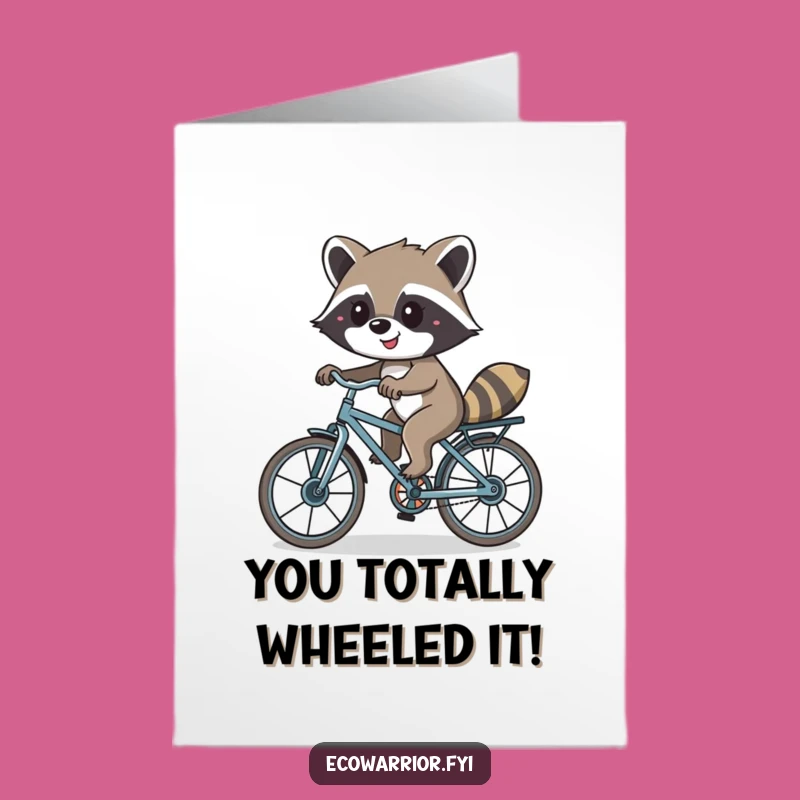 Raccoon Congrats Bike Card: Free Printable Downloadable DIY Gift!