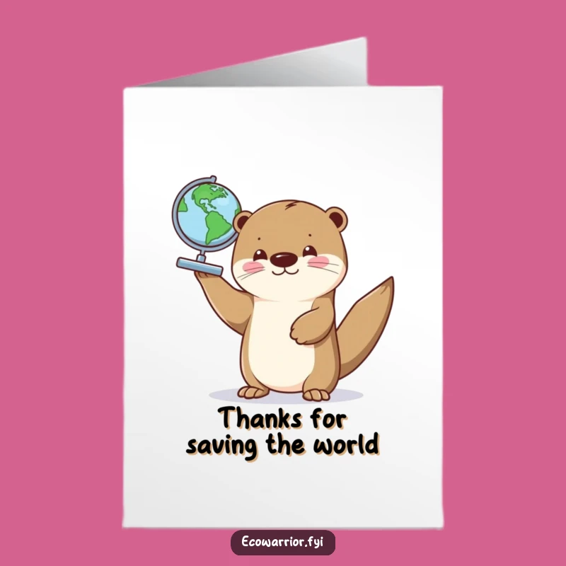 Free Printable Otter Thank You Card: Funny Globe Otter, Perfect Downloadable Gift