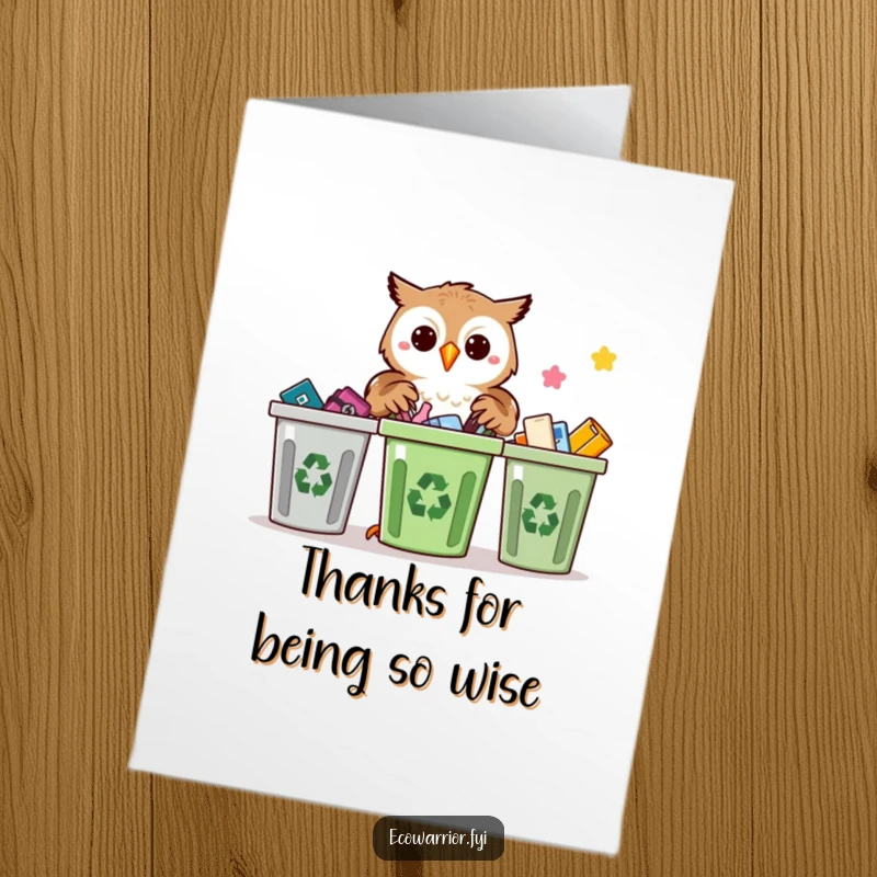 Funny Free Printable Owl Thank You Card: proud owl precisely sorts items while extending thanks.
