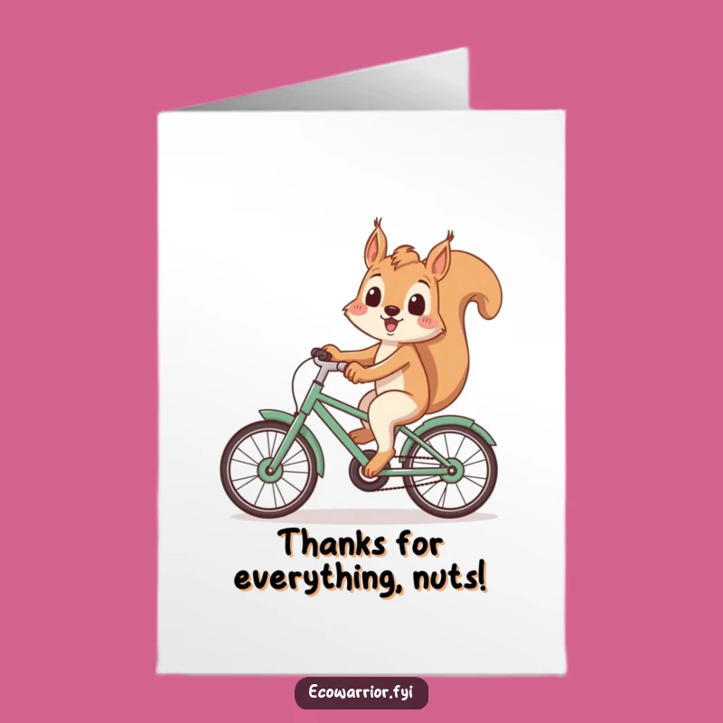 Free Printable Squirrel Thank You Card: Funny Eco-Bike Squirrel Appreciation Downloadable