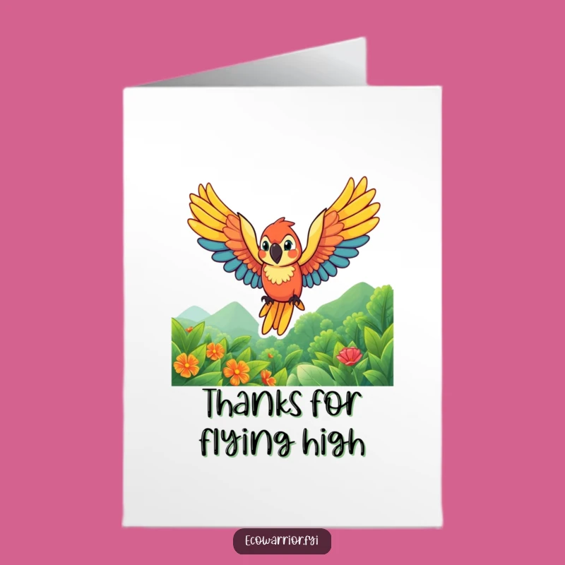 Free Printable Thank You Card: Colorful Parrot, Funny Tropical Downloadable Greeting for Gratitude
