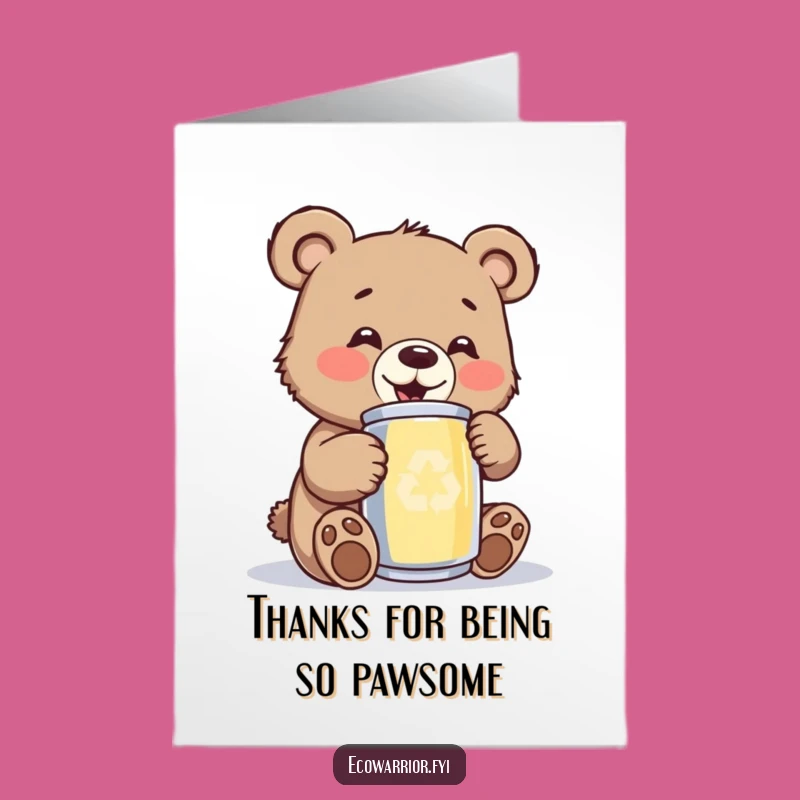 Free Printable Thank You Card: Happy Bear Cub's Shiny Thanks!