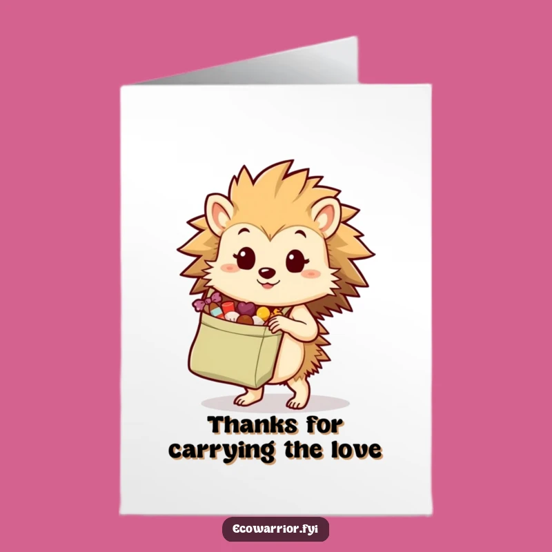 Free Printable Thank You Card: Hedgehog's Generous Haul, Charming Downloadable Gratitude for Treats