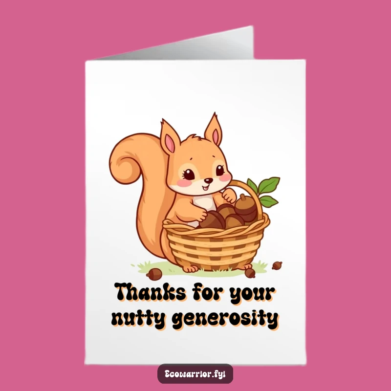 Free Printable Thank You Card: Playful Squirrel Acorns Funny Downloadable Appreciation Gift