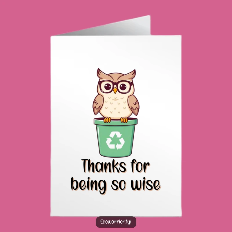 Free Printable Thank You Card: Wise Owl Spectacles Funny Downloadable Appreciation Gift