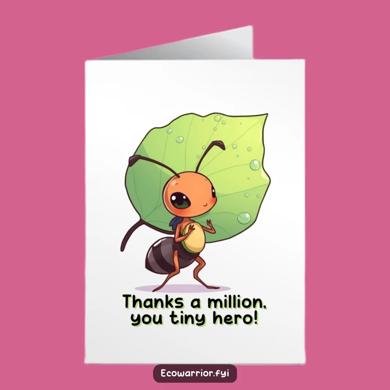 Free Printable Thank You Card: Ant's Leaf Shield for Your Amazing Support!