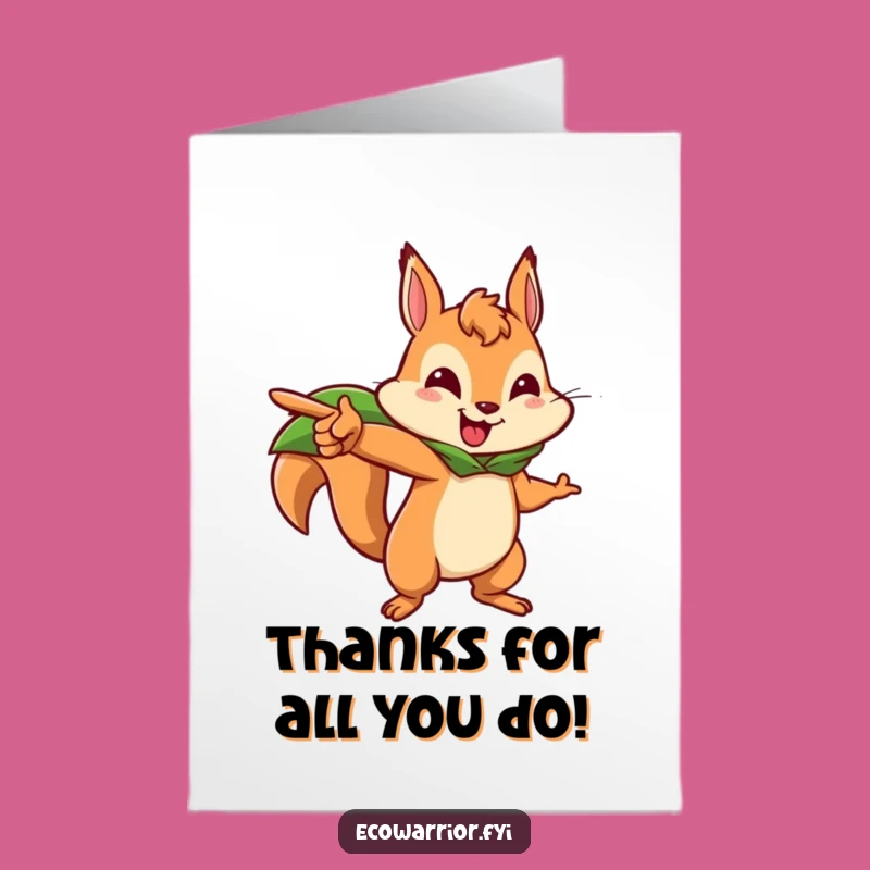 Free Printable Squirrel Thank You Card - Leaf Cape Hero, Downloadable Grateful Gift