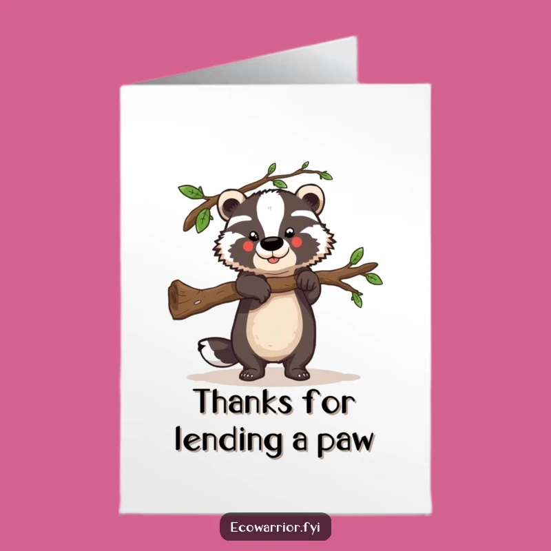 Free Printable Badger Thank You Card: Strong Support, Downloadable Gratitude!