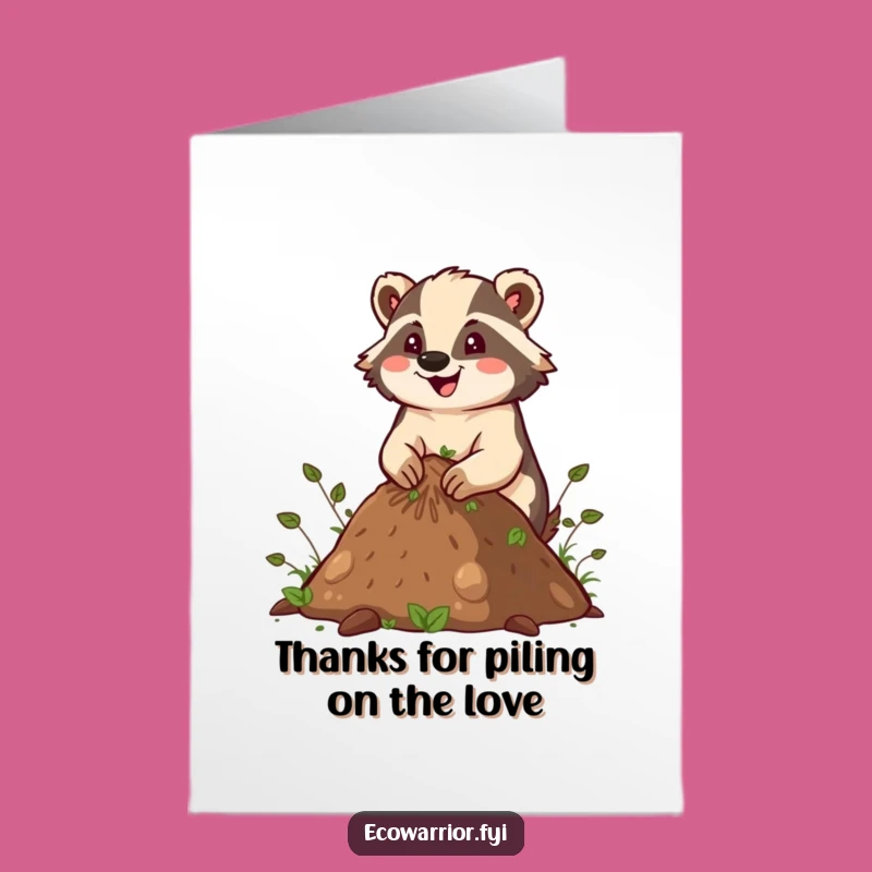 Free Printable Thank You Card: Smiling Badger Composting - Hilarious Downloadable Gift!