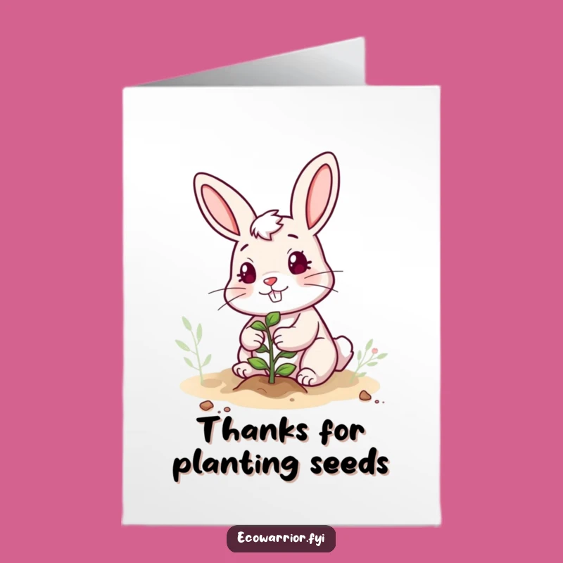 Free Printable Thank You Card: Funny Rabbit Gardener Expresses Gratitude Downloadable