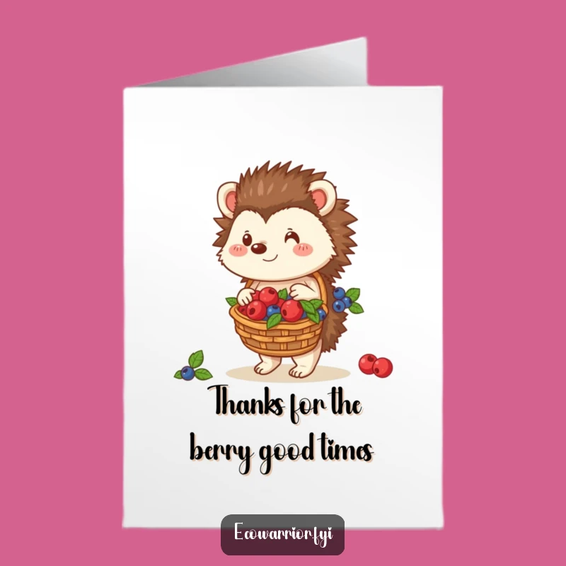 Free Printable Thank You Card: Kind Hedgehog Berries - Sweet Downloadable Gift!