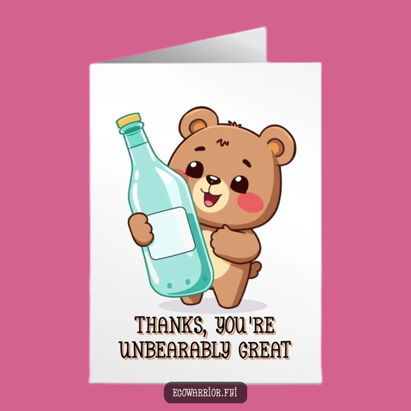 Free Printable Thank You Card: Funny Bear Recycler Shows Gratitude Downloadable