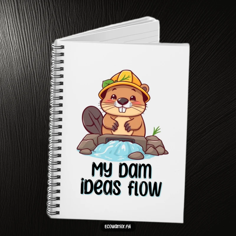 Funny Beaver Builder Notebook: A determined beaver in a leaf hard hat builds a dam, ready to record your plans.