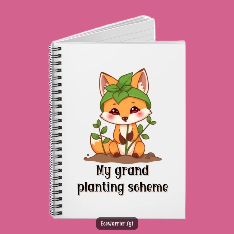Funny Fox Planting Sapling Notebook - Journal Your Green Ideas
