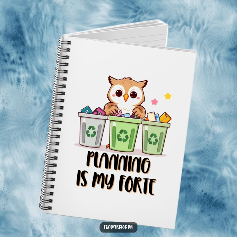 Funny Proud Owl Recycling Notebook: A notebook with a proud owl sorting recyclables, ideal for journaling eco-plans.