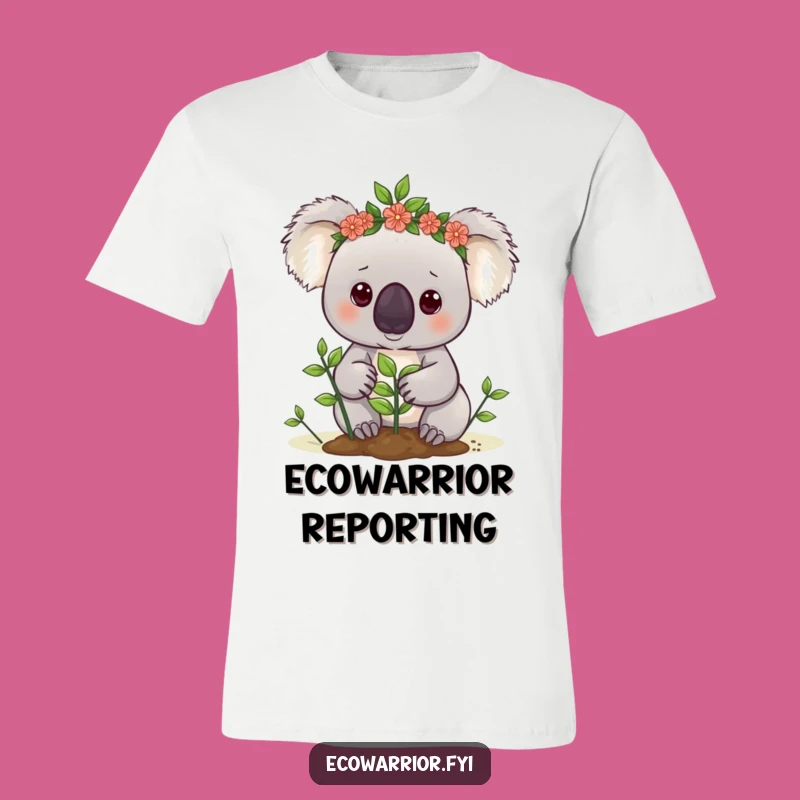 Funny Koala Gardener T-Shirt: Cute Eco Shirt, Determined Planting Tee Funny Gift
