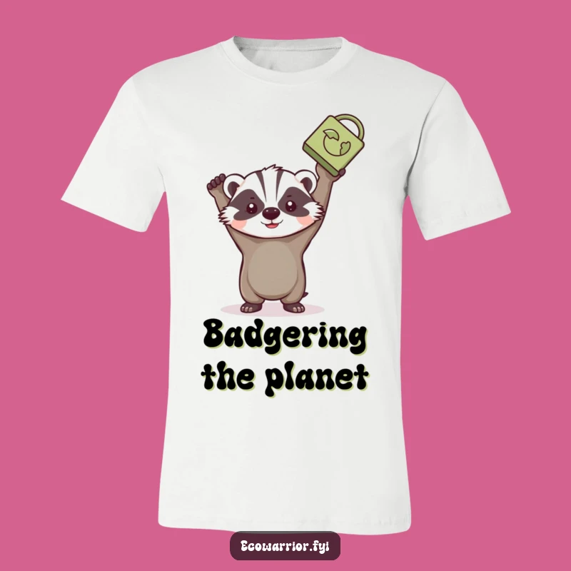 Funny Badger T-Shirt: Determined Eco-Hero Tee, Sustainable Living Gift