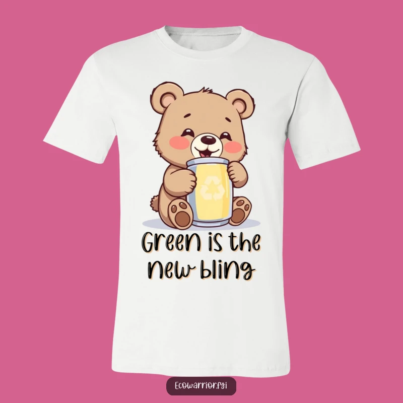 Funny Bear Cub T-Shirt: Joyful Eco-Action Graphic Tee, Perfect Quirky Gift for Earth Lovers