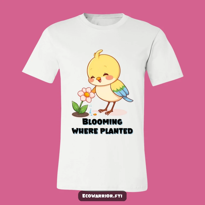 Funny Bird Watering T-Shirt: Joyful Gardener's Blooming Tee for a Floral Gift