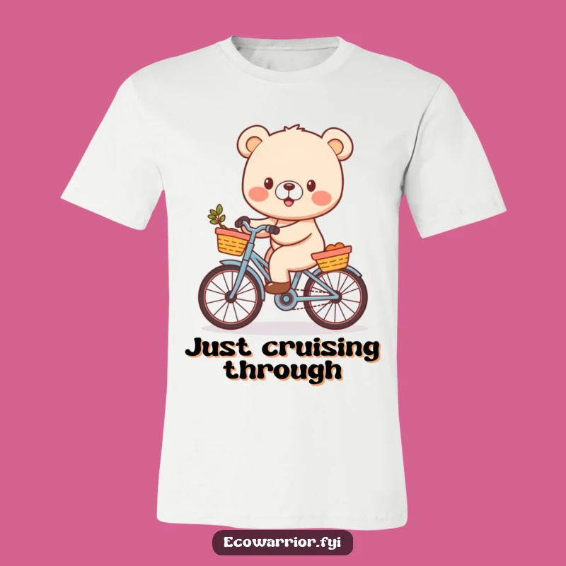 Funny Cheerful Bear Cub T-Shirt: Bicycle Rider Tee Funny Gift