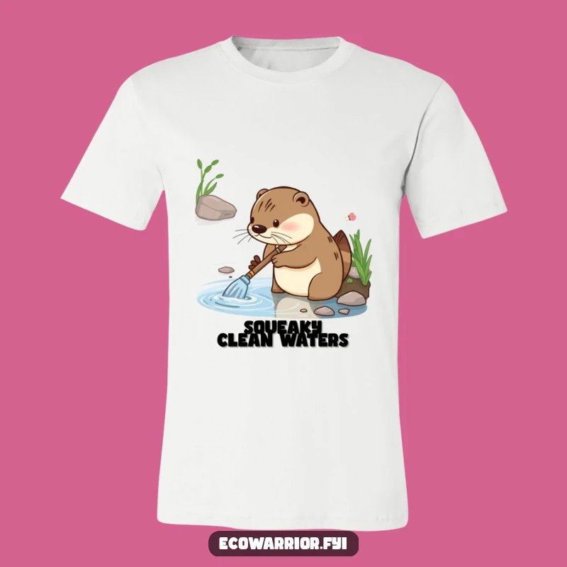Funny Otter Cleaning T-Shirt: Diligent Riverbank Hero's Gleeful Tee Gift
