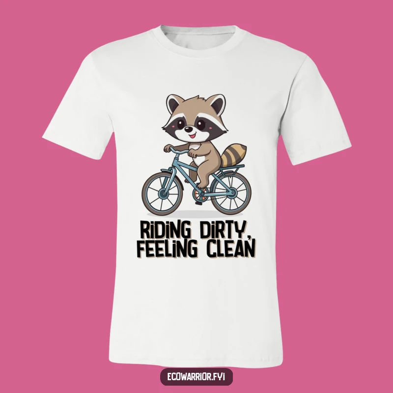 Funny Raccoon Bicycle T-Shirt: Recycled Ride, Urban Critter Tee Gift